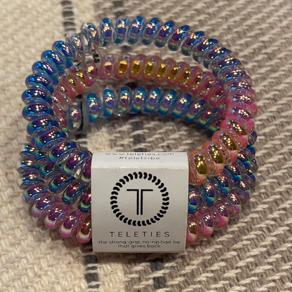 Teleties NEW 3 Pack Small Hair Ties Eat Glitter for Breakfast Ponytail Bracelets